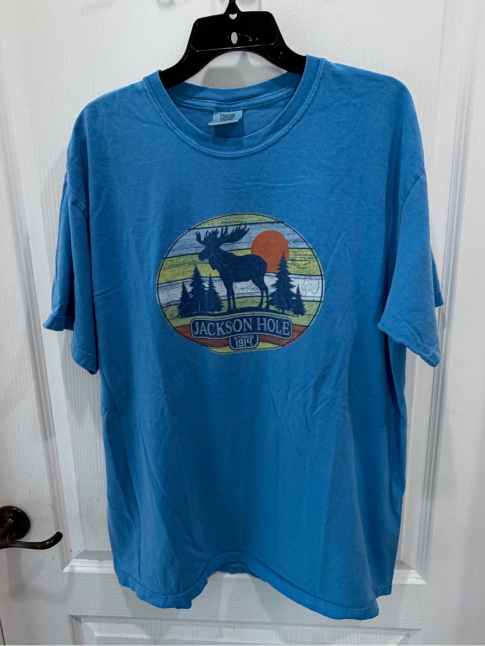 Comfort Colors Blue Jackson Hole Moose Graphic Tee
